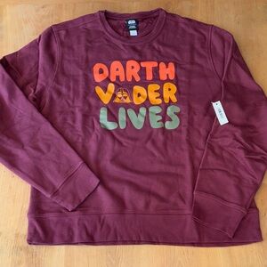 Disney Star Wars Burgundy Crewneck Sweatshirt Men’s XXL Fleece Darth Vader Lives